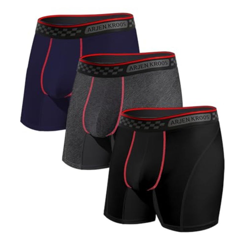 Arjen Kroos Men's Bamboo Viscose Boxer Briefs 3 Pack Moisture Wicking Cooling Silky Athletic Underwear - Image 1