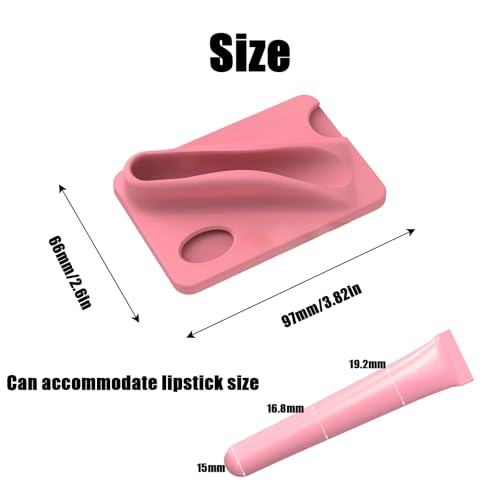 Rookii Lip Gloss Holder Phone Case,Silicone Adhesive Card Holder for Phone with Lipgloss Holder,Cute Phone Case Wallet & Gloss or Lip Balm, for All Smartphones (Pink) - Image 2
