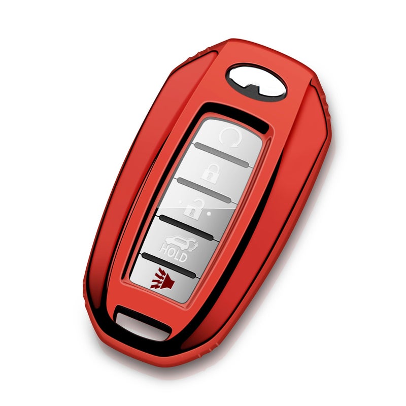 Tengare Car Key Fob Cover Compatible with Infiniti Key Case Red Protector Keychain Holder Q50 Q60 QX50 QX55 QX60 Accessories