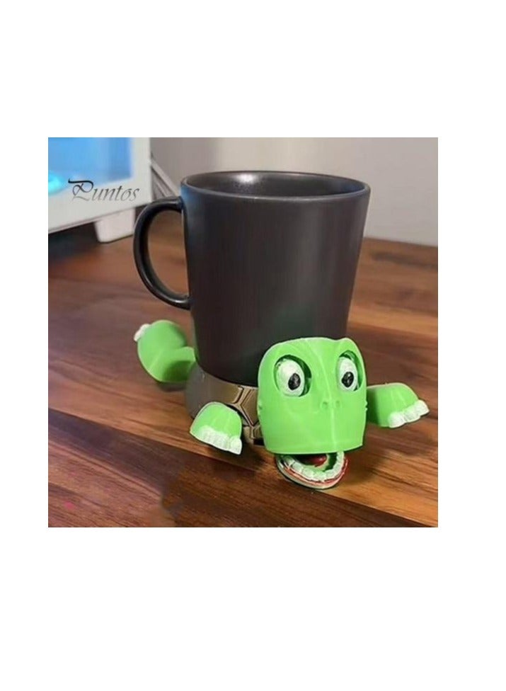 The turtle coaster interacts with your cup with a smile and lifts its paws for a touch of life to your desk - Image 2