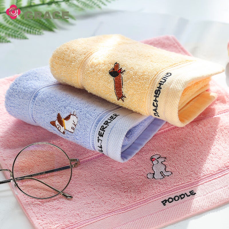 JD Jing Zao Grace Children's Towel, Class A Antibacterial Pure Cotton Face Towel for Home Use, Cartoon Cute Baby Absorbent Small Towel, Pack of 3 - Image 4