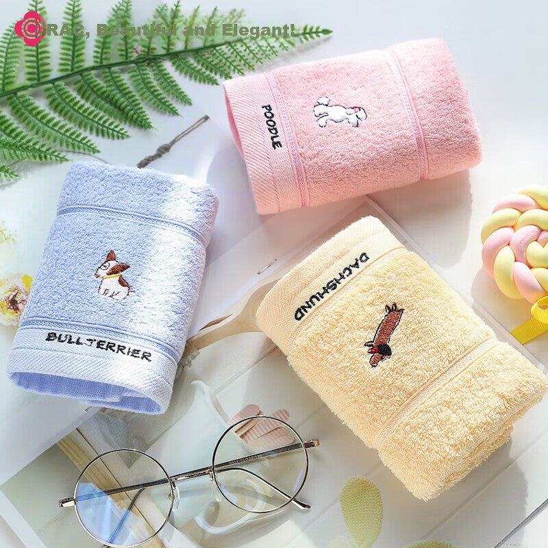 JD Jing Zao Grace Children's Towel, Class A Antibacterial Pure Cotton Face Towel for Home Use, Cartoon Cute Baby Absorbent Small Towel, Pack of 3 - Image 1