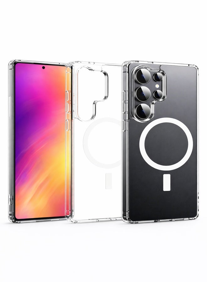 VR CREATIVE Premium Clear Magnetic Case for Samsung Galaxy S23 Ultra (6.8-Inch) – MagSafe Compatible, Anti-Yellowing Slim Transparent Protective Cover