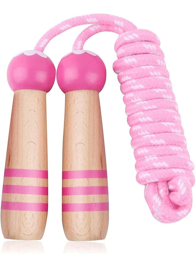 Jump Rope Kids, Jumping Rope with Anti-Slip Cute Handles, Adjustable Cotton Braided Skipping Rope, Jumping Rope for Girls and Boys Fitness Training, Exercise and Outdoor Activity