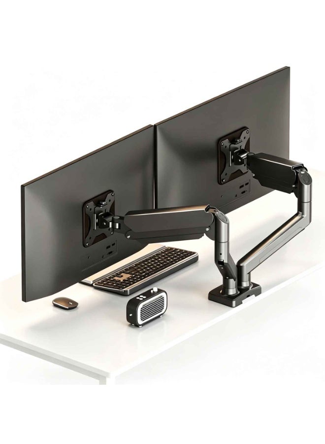 Dual Monitor Stand,Up to 20lbs Per Arm,Full Adjustable Dual Monitor Stand for 17 to 27 Inch Computer Screens, Dual Monitors Mount for 2 Screens,for Desk with Tilt, Swivel, Rotation - Image 1