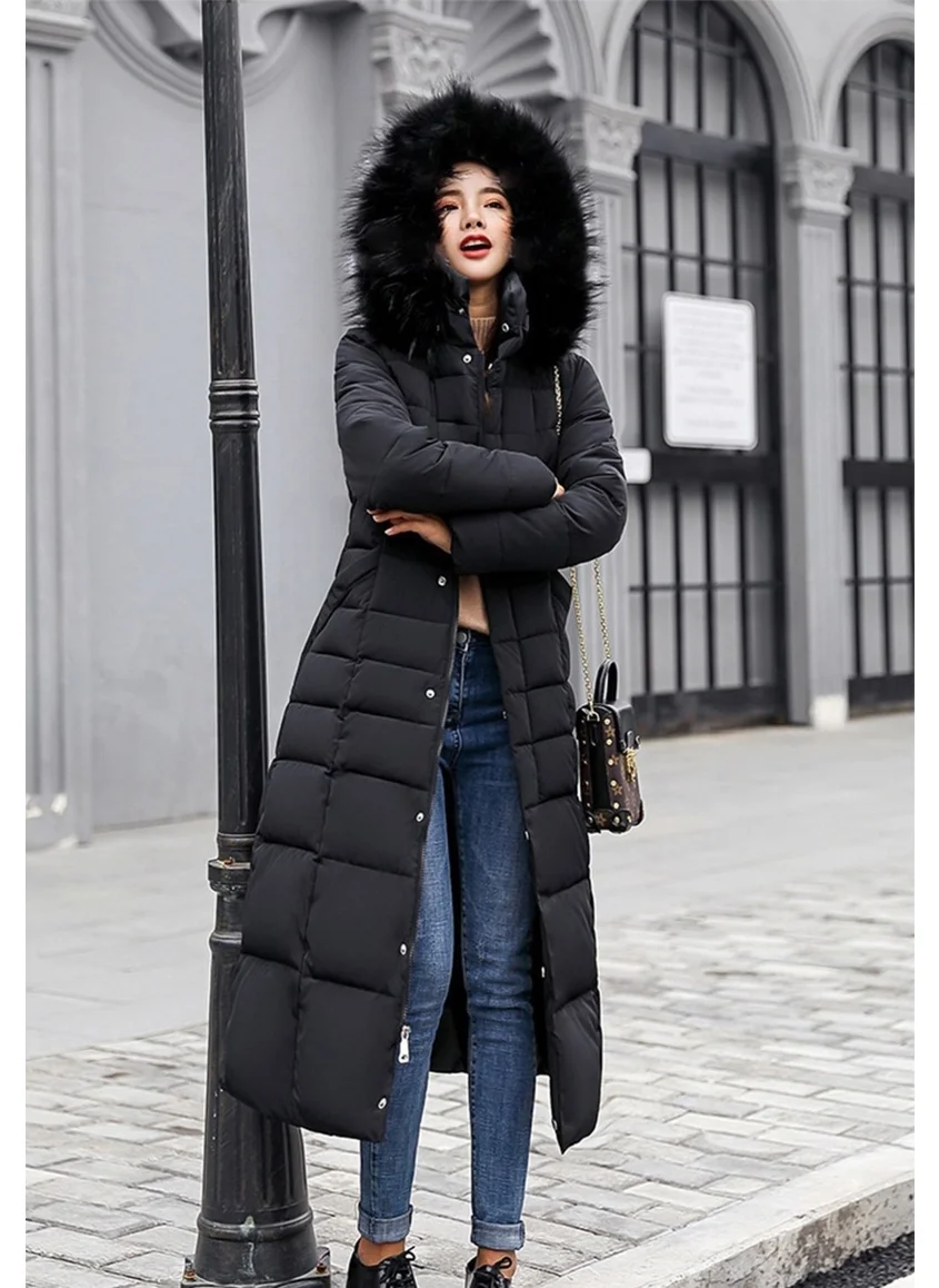 Barbora Winter Full Length Fur Hooded Women's Puffer Jacket