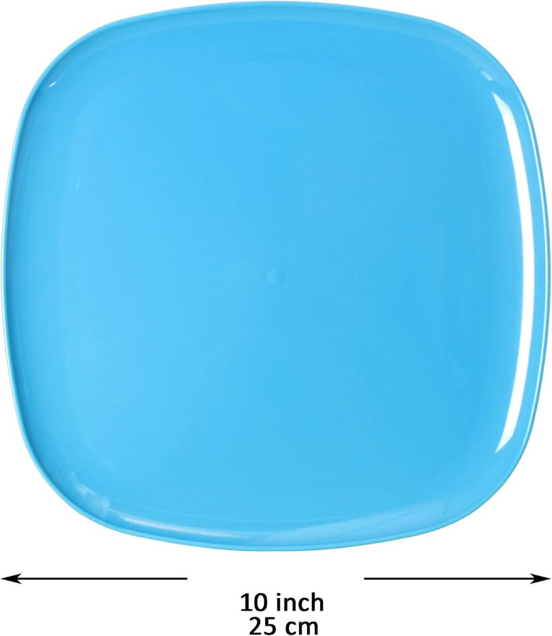 Youngever 9 Pack 10 Inch Plastic Plates Large Square Plates Dinner Plates Set of 9 9 Rainbow Colors - Image 2