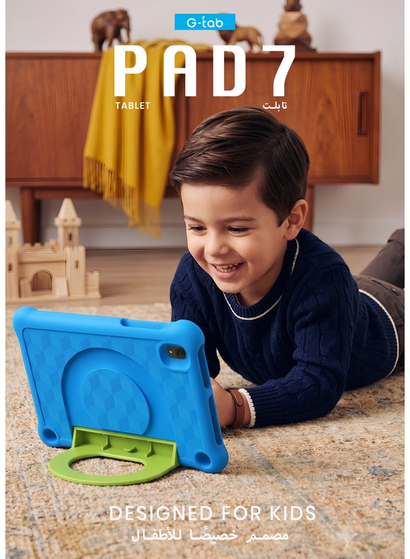 G-Tab PAD7 Kids Tablet 7-inch Android 15, 8GB RAM (3GB+5GB Virtual), 64GB Storage, WiFi, Child Mode, IPS Display, 3000mAh Battery, EVA Case, Stylus Pen & Shoulder Strap - Blue - Image 3
