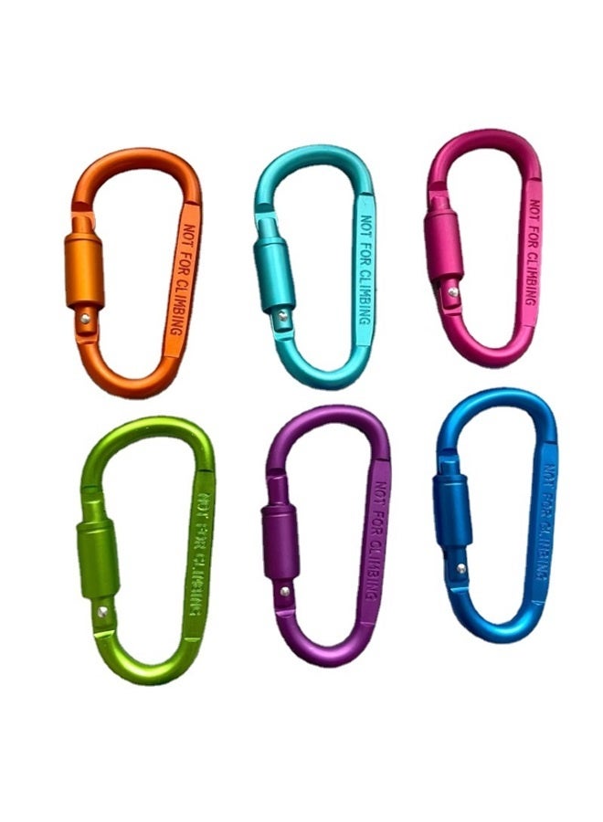 6 حزم كليب كارابينر، قفل على شكل حلقة ألومنيوم دي، إكسسوارات رياضية بسناب هوك للتخييم والتنزه في الهواء الطلق - Image 1