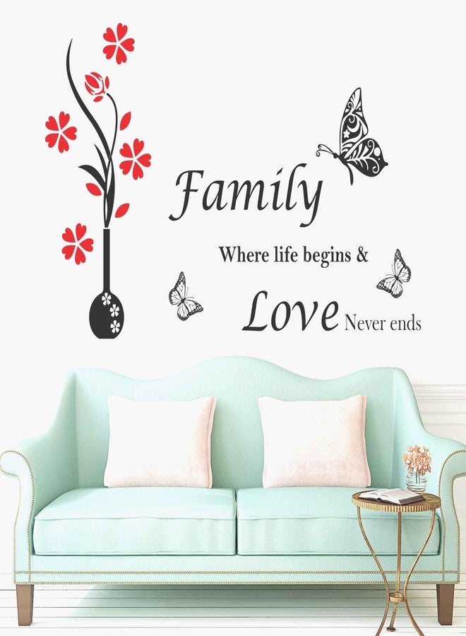 Wall Attraction Family Love Quote and Flowe Pot Wall Sticker & Mural Sticker for wall Size - 91x55cm NBD45 - Image 2