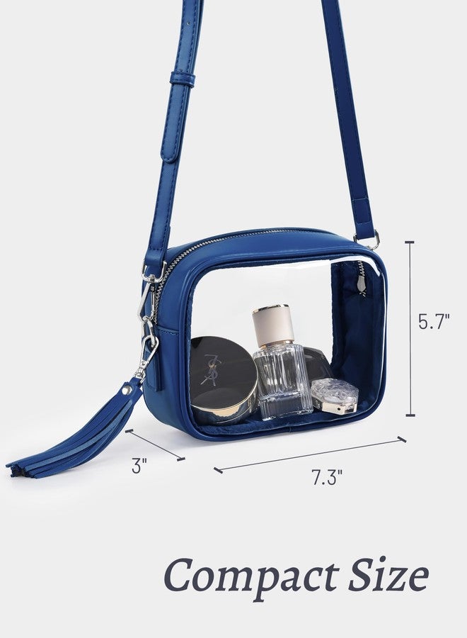 Yarnic Clear Bag Stadium Approved, PVC Clear Crossbody Purse Small Clear Crossbody Bag with Adjustable Shoulder Strap (Blue) - Image 4