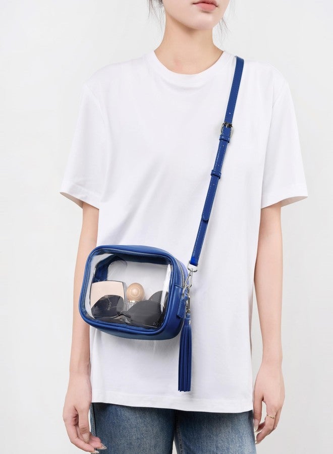 Yarnic Clear Bag Stadium Approved, PVC Clear Crossbody Purse Small Clear Crossbody Bag with Adjustable Shoulder Strap (Blue) - Image 3