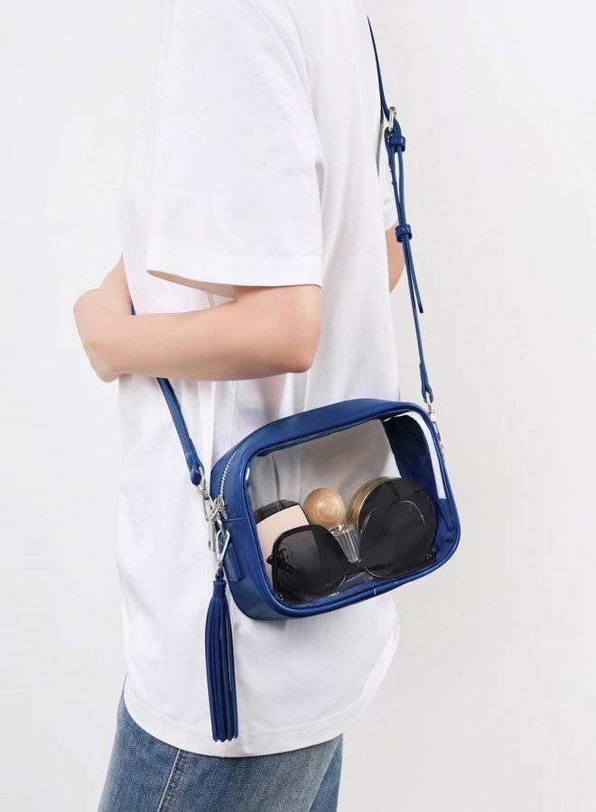 Yarnic Clear Bag Stadium Approved, PVC Clear Crossbody Purse Small Clear Crossbody Bag with Adjustable Shoulder Strap (Blue) - Image 2