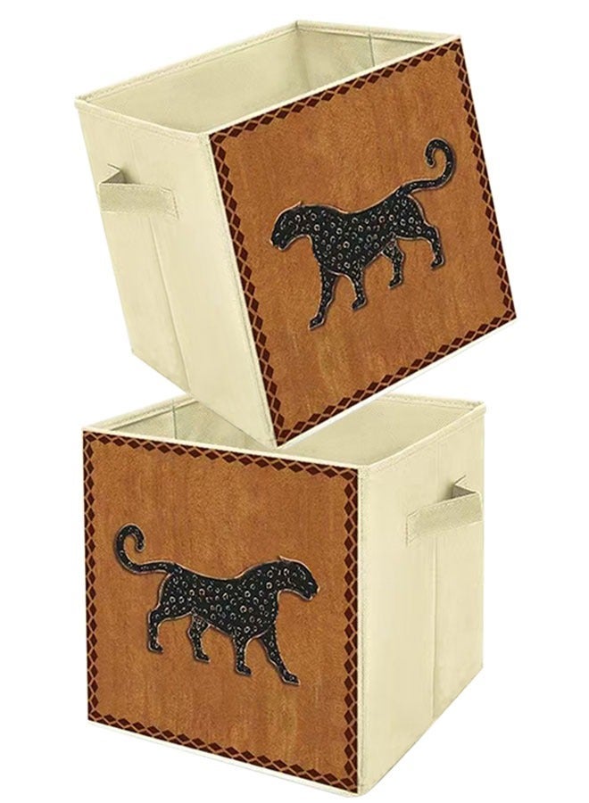 WINEENEE Two-piece square storage box & 2-Piece Foldable Closet Organizer Storage Bins Set with Removable Lids & Handles, Large Capacity Steel Frame Collapsible Linen Fabric Box for Bedding, Blankets, Toys (42x30x20cm) - Washable, Multi-Use for Bedroom, Closet, Office, Living RoomBundle - Image 2