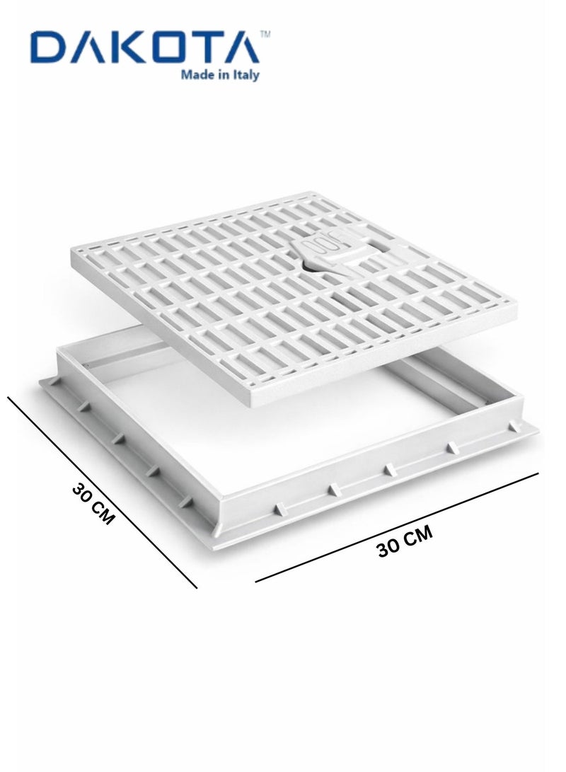 Dakota 30x30 cm Heavy Duty Plastic Gully Grating with Frame | Square Drain Cover for Floor, Garden,Swimming Pool, Indoor and Outdoor Use | Durable, Rust-Proof & Lightweight Drainage Grate - Image 1