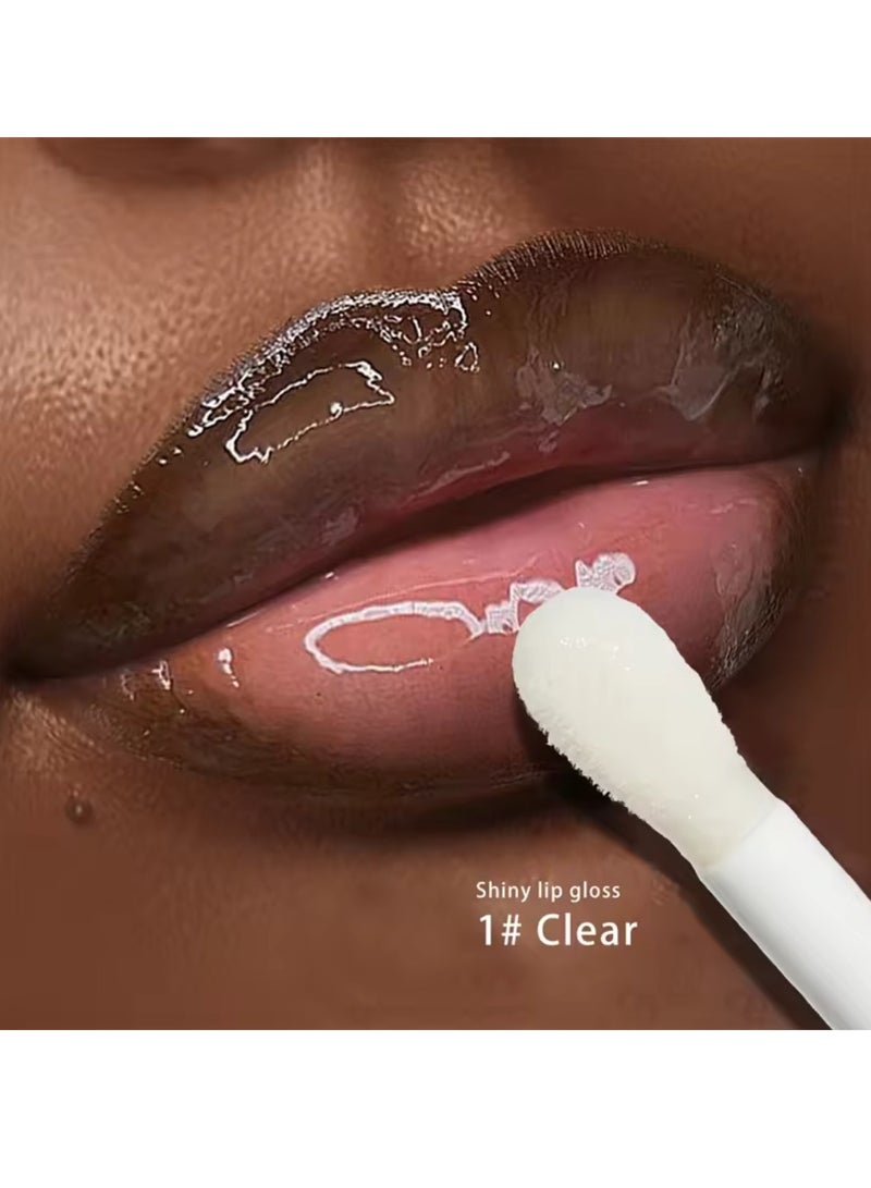 Beckisue Shiny Lip Oil Lip Gloss Plumping Hydrating Mirror Highlight Lip Gloss Moisturizing Long Lasting and Non Sticky Lip Oils Shining Liquid Lipstick Clear 01 - Image 2