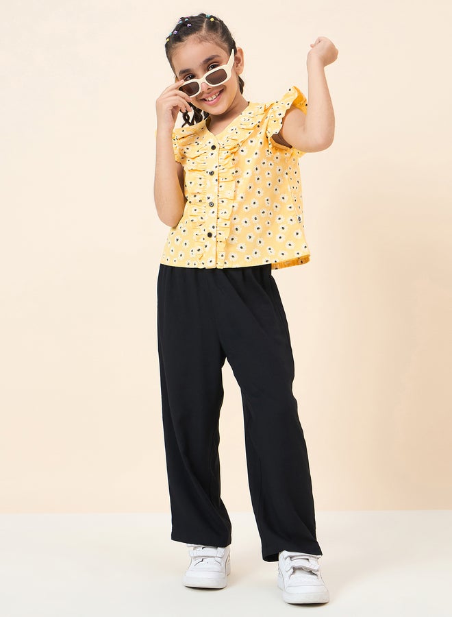 Stylo Bug Girls Floral Ruffle Shirt And Pants Set - Image 2