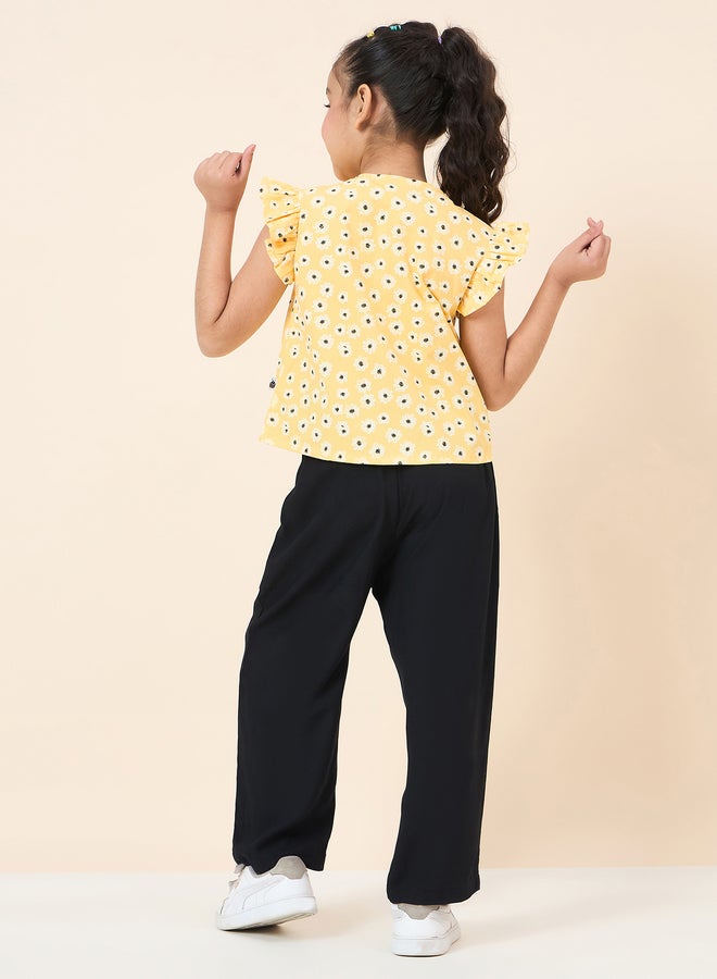 Stylo Bug Girls Floral Ruffle Shirt And Pants Set - Image 3