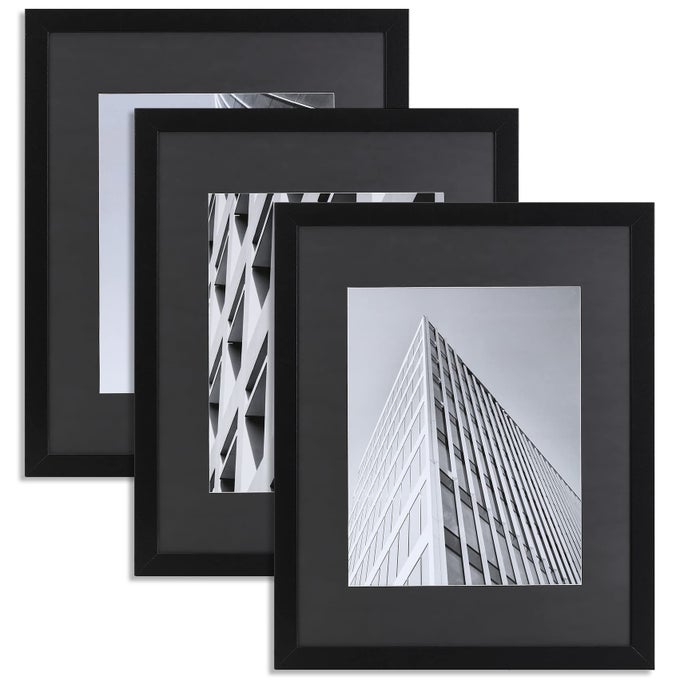 ELSKERHOME 16X20 PICTURE FRAME WITH MAT FOR 11X14 DISPLAY 11X14 PHOTO WITH MAT OR 16X20 POSTER FRAME WITHOUT MAT SET OF 3 HORIZONTAL AND VERTICAL WALL MOUNTING