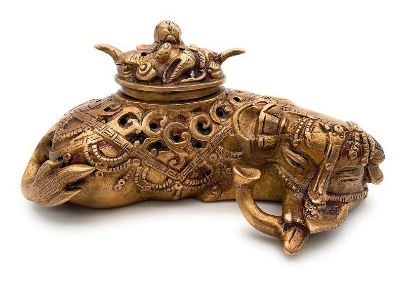 Bhunes Brass Incense Burner Dhoop Burner Holder Dhup Dhani Brass Dhupdani Incense Offering Agarbati BurneGold 4 Inch 1 Piece