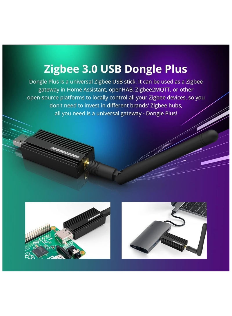 Zikra Zigbee 3.0 USB Dongle Plus-E Gateway, Universal Zigbee USB Gateway with Antenna for Home Assistant, Open HAB, Zigbee 2MQTT etc, Wireless Zigbee 3.0 USB Adapter, ZBDongle-E, EFR32MG2 - Image 2