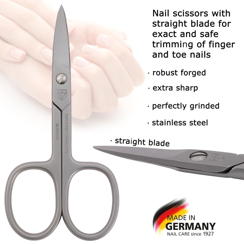 3 Swords Germany - brand quality STAINLESS STEEL INOX STRAIGHT NAIL SCISSORS (1 PIECE) with case for manicure pedicure - nail care by 3 Swords - Made in Germany - Image 2