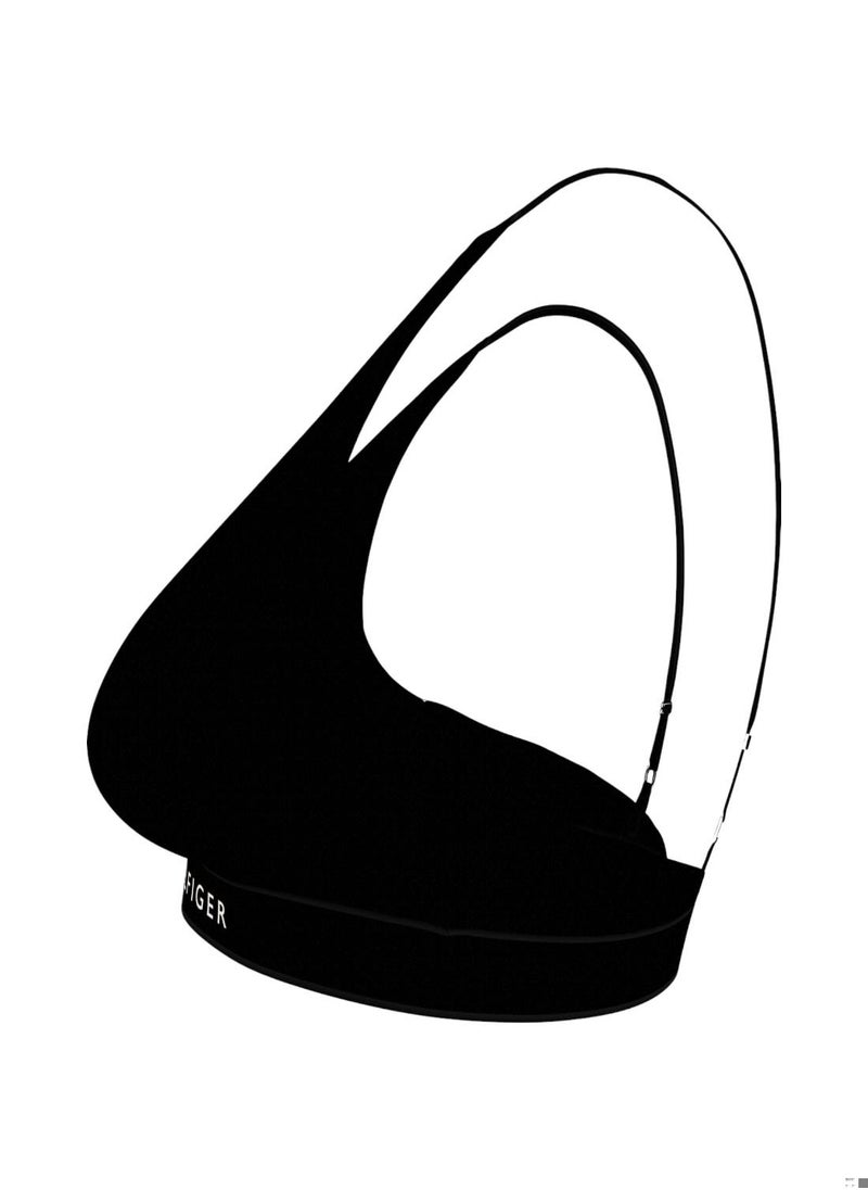 TOMMY HILFIGER Women's Unlined Logo Underband Triangle Bra - Cotton, Black  - Image 4