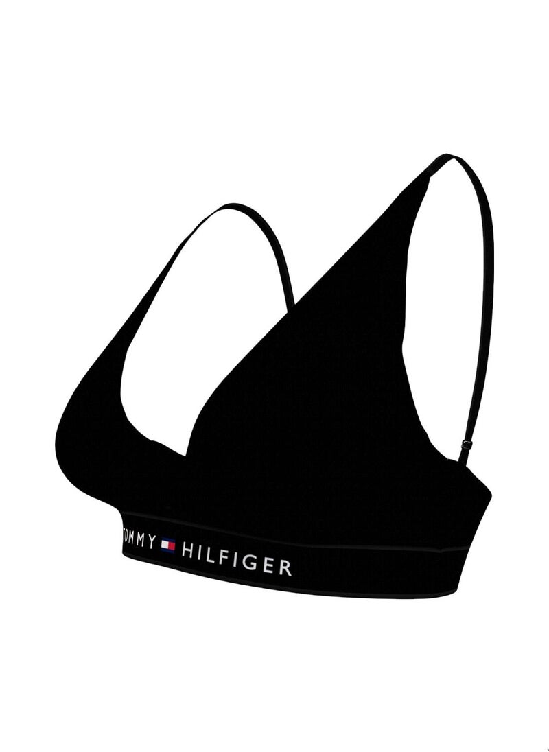 TOMMY HILFIGER Women's Unlined Logo Underband Triangle Bra - Cotton, Black  - Image 3