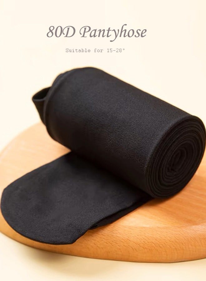 Women's Soft Tights High Waisted Pantyhose 80D Semi-Sheer Black Women's Shapewear Pantyhose - High Quality High Waisted Semi-Sheer Tights - Full Length Stockings - Image 4