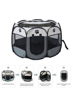 WAMIT Octagonal Pet Foldable Playpen Tent Dog and Cat Fence, Puppy Exercise Playpen,Cat and Dog House, Rabbit Cat Kennel (Grey)  - Image 1