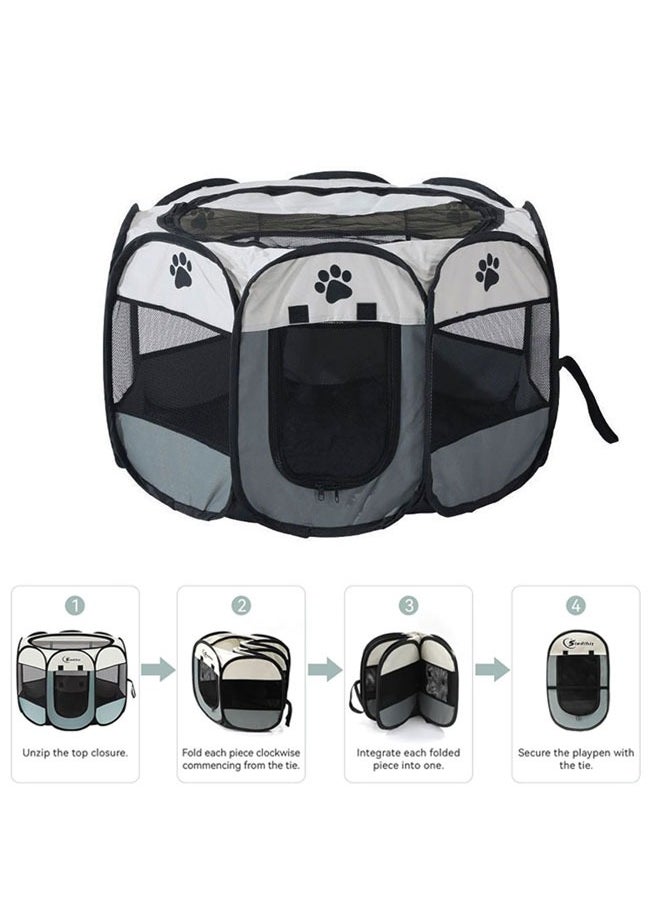 WAMIT Octagonal Pet Foldable Playpen Tent Dog and Cat Fence, Puppy Exercise Playpen,Cat and Dog House, Rabbit Cat Kennel (Grey)  - Image 1