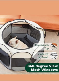 WAMIT Octagonal Pet Foldable Playpen Tent Dog and Cat Fence, Puppy Exercise Playpen,Cat and Dog House, Rabbit Cat Kennel (Grey)  - Image 3