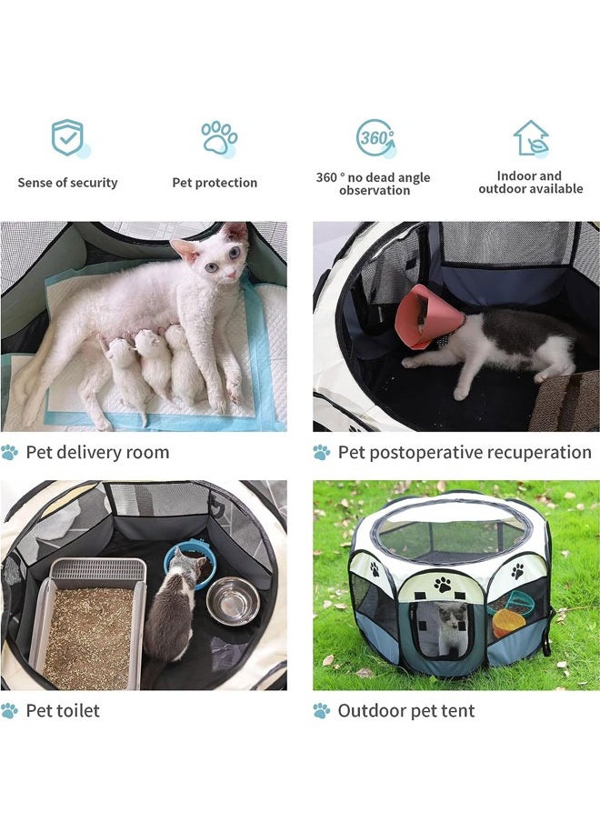 WAMIT Octagonal Pet Foldable Playpen Tent Dog and Cat Fence, Puppy Exercise Playpen,Cat and Dog House, Rabbit Cat Kennel (Grey)  - Image 5
