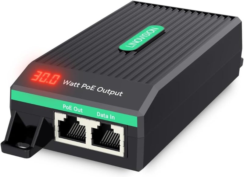 LINOVISION محقن جيجابت 30 واط PoE+ مع مدخل تيار متردد 100-240 فولت، طاقة وبيانات IEEE802.3af/at بقدرة 30 واط لكاميرات IP ونقاط الوصول وهواتف VoIP مع عرض قيمة الطاقة، ضمان لمدة 3 سنوات - Image 1