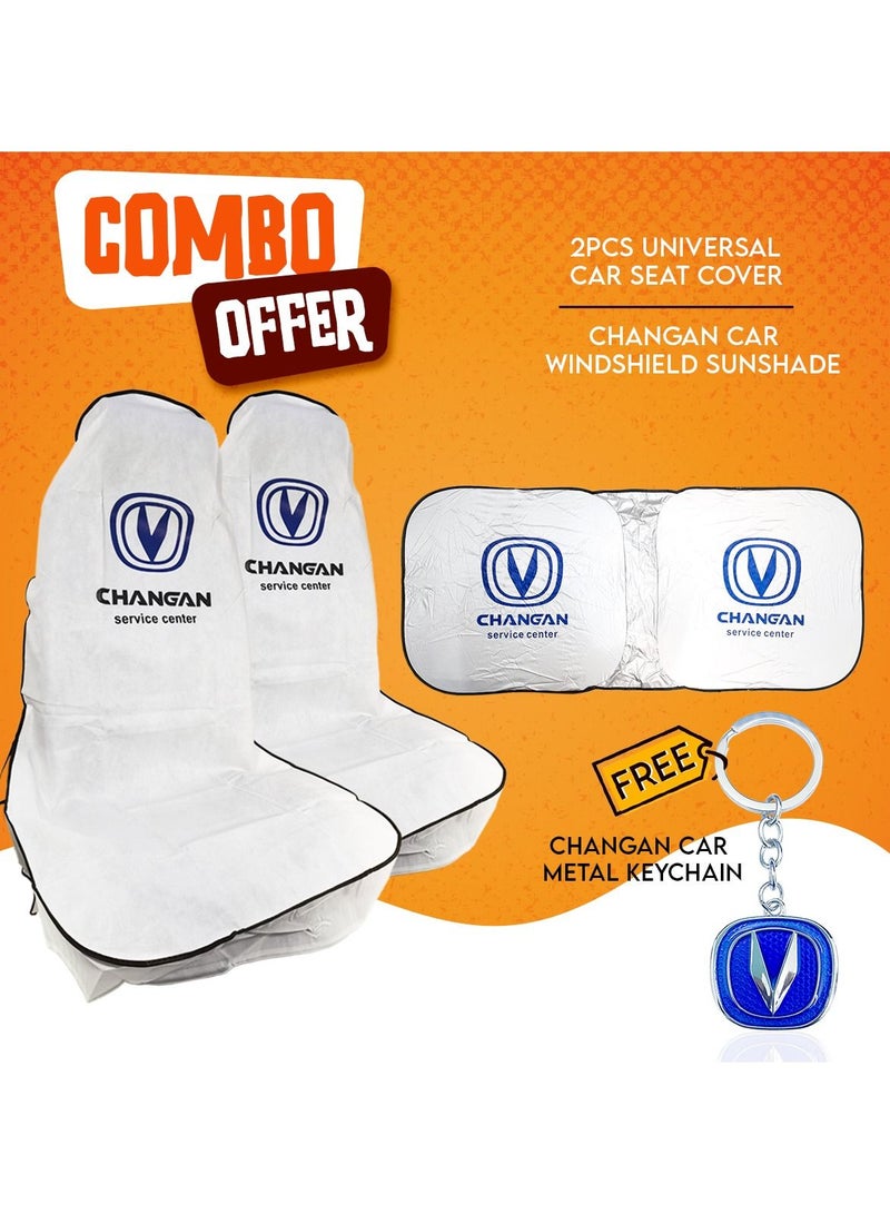 Changan Combo Offer Buy 2 Pcs CHANGAN Car Seat cover, Windshield Car Sunshade & Get Free CHANGAN Metal Car Keychain - Image 1