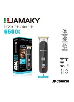 Jamaki Professional Hair Clipper, Precision Trimmer with LED Display and Long Battery Life, JPC 90036 High Quality Stainless Steel Blades LED Display Stay in control with the LED display that provides real-time information about battery life and usage, allowing you to conveniently plan your shaving sessions.(Italian)