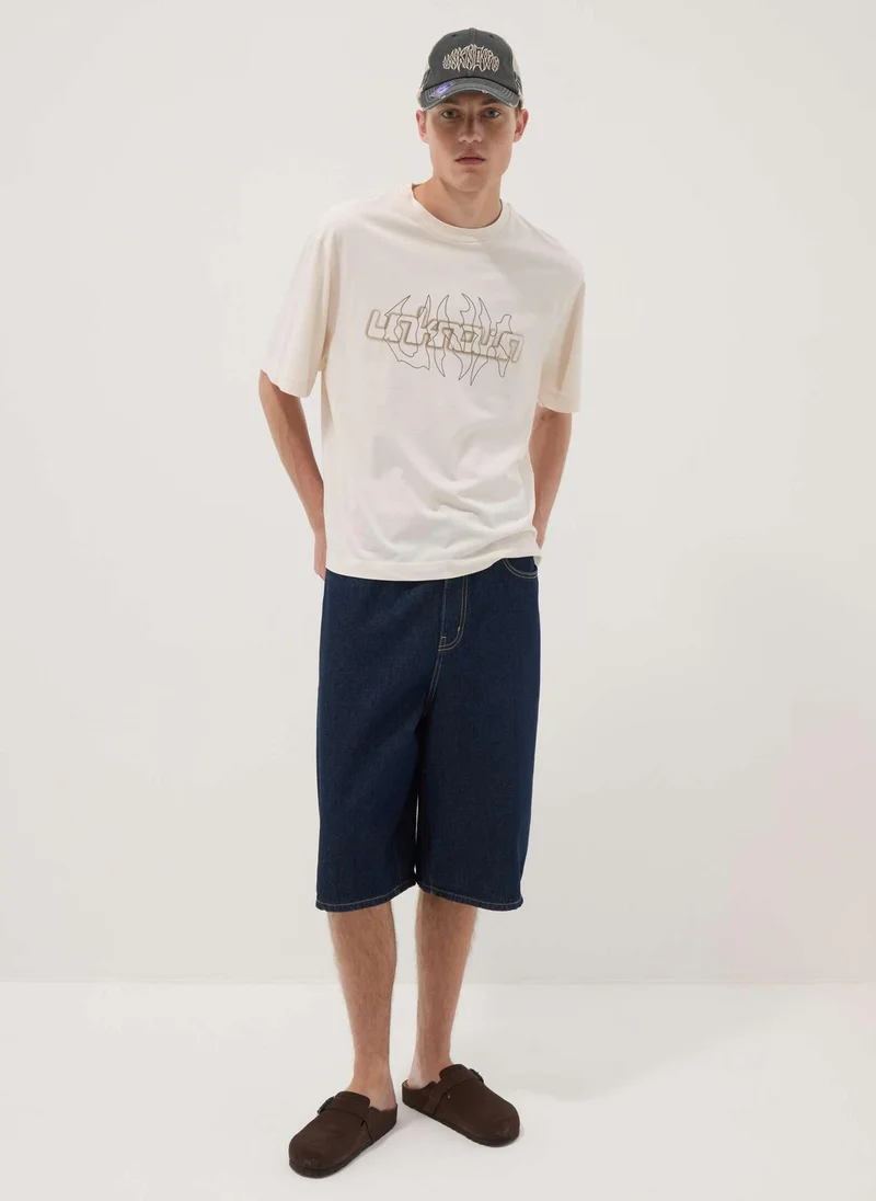 Ovs OVS Beige Pure Cotton T-Shirt With Front Print
