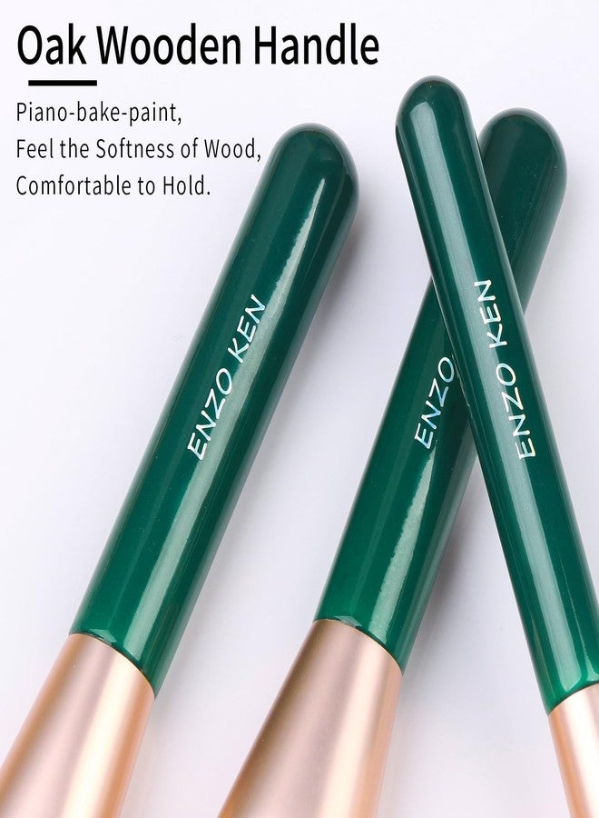 ENZO KEN Natural Fiber & Goat Hair Makeup Brush Set Professional, Combined Hair Makeup Brushes Set with Case, Green Cosmetic Brushes Makeup Set, Natural Makeup Brushes, Natural Bristle Makeup Brushes. - Image 5