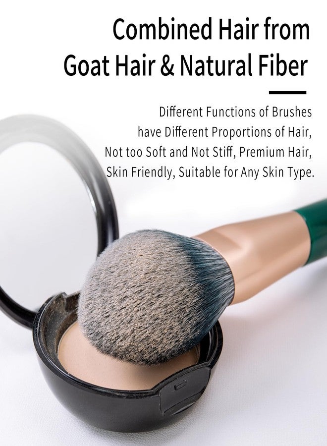 ENZO KEN Natural Fiber & Goat Hair Makeup Brush Set Professional, Combined Hair Makeup Brushes Set with Case, Green Cosmetic Brushes Makeup Set, Natural Makeup Brushes, Natural Bristle Makeup Brushes. - Image 3