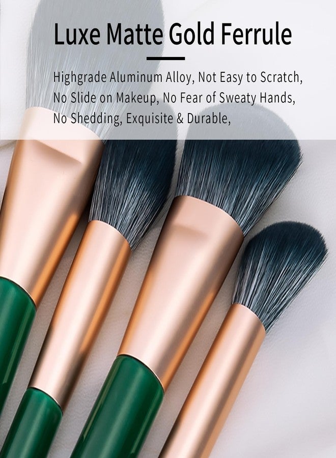 ENZO KEN Natural Fiber & Goat Hair Makeup Brush Set Professional, Combined Hair Makeup Brushes Set with Case, Green Cosmetic Brushes Makeup Set, Natural Makeup Brushes, Natural Bristle Makeup Brushes. - Image 4