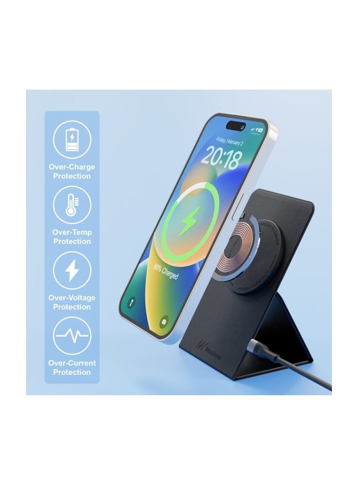 Mezone Wireless Charger, 15W Fast Wireless Charging Foldable Wireless Charger Stand for iPhone 15 14 13 12 11 X Pro Max Plus Mini, Black - Image 4