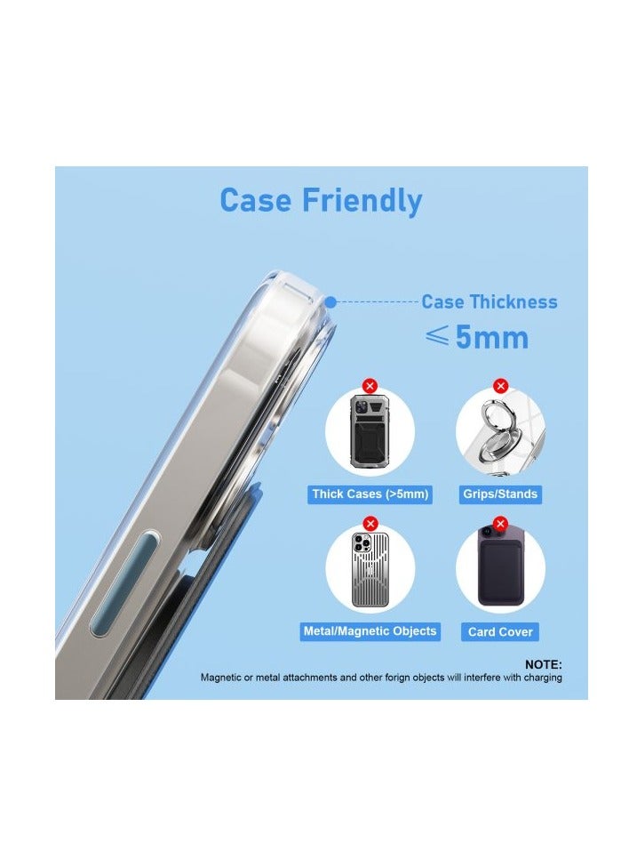 Mezone Wireless Charger, 15W Fast Wireless Charging Foldable Wireless Charger Stand for iPhone 15 14 13 12 11 X Pro Max Plus Mini, Black - Image 5