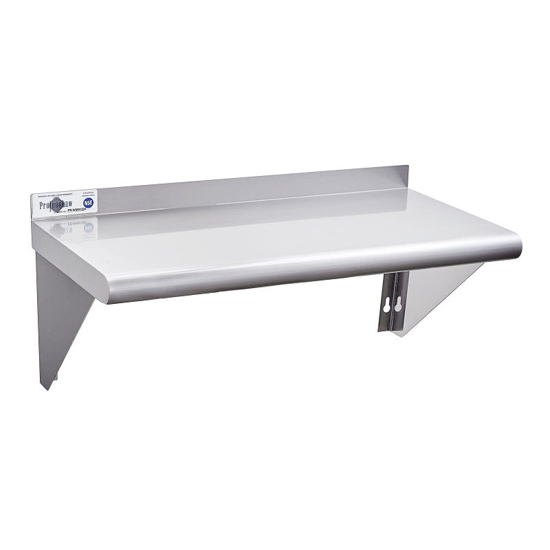 Profeeshaw Profeeshaw NSF Stainless Steel Shelf 18 x 36 350 lb Commercial Shelves Wall Mounted Metal Shelving with Backsplash and 2 Brackets for Restaurant Bar Utility Room Kitchen and Garage 