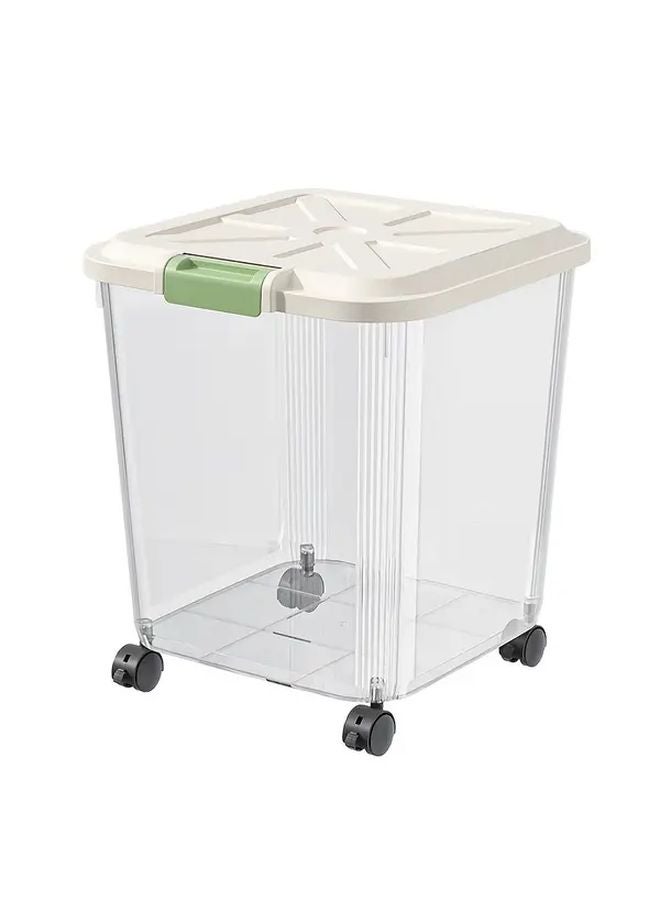 حاوية تخزين طعام الكلاب بحجم كبير مع عجلات مقاومة للرطوبة والآفات دلو طعام الحيوانات الأليفة المتحرك - Image 1