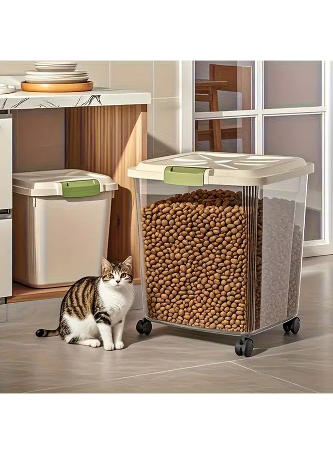 حاوية تخزين طعام الكلاب بحجم كبير مع عجلات مقاومة للرطوبة والآفات دلو طعام الحيوانات الأليفة المتحرك - Image 3