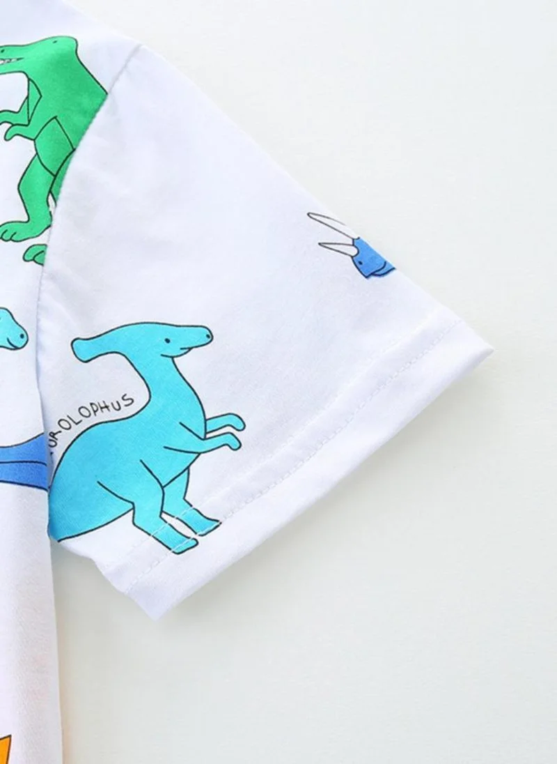 YUNIQEE White Conversational Printed Round Neck Cotton T-shirt
