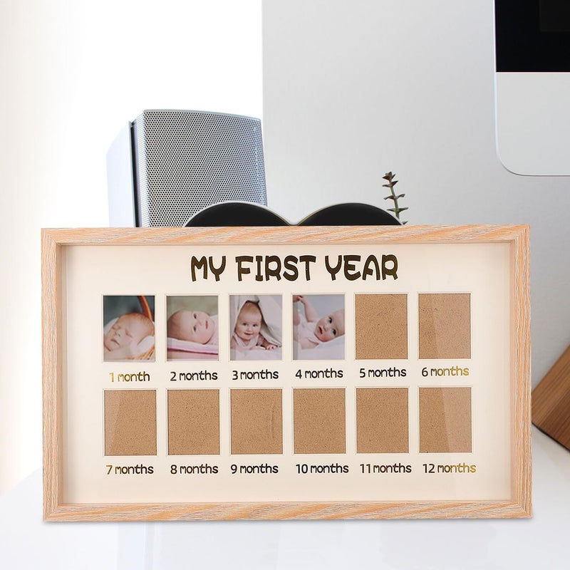 Natural Wood Milestone Photo Frame For First Year Memories 12 Month Display - Image 4