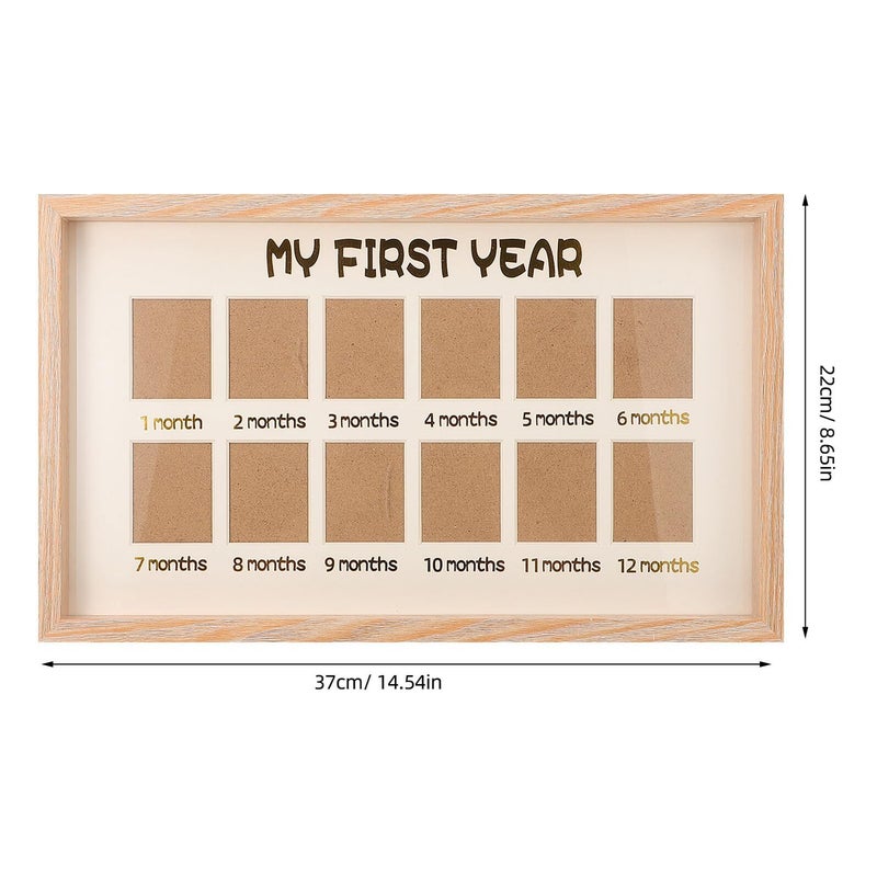Natural Wood Milestone Photo Frame For First Year Memories 12 Month Display - Image 3