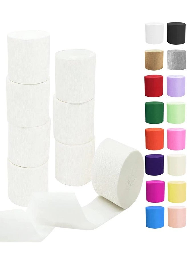 ODDODDY White Crepe Paper Streamers 8 Rolls, Party Streamers for Birthday Wedding Baby Bridal Shower Decorations Halloween Christmas Craft Supplies (1.8 Inch x 82 Ft/Roll，656ft) - Image 1