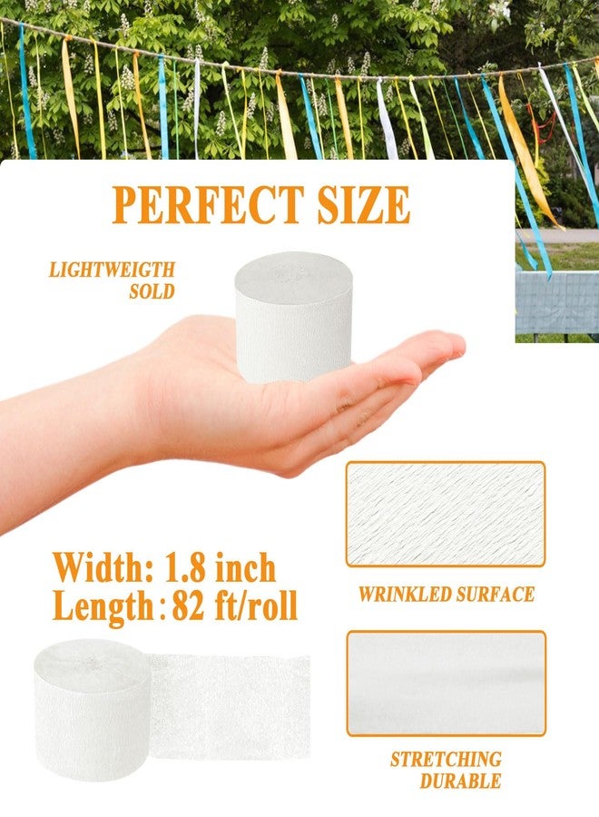 ODDODDY White Crepe Paper Streamers 8 Rolls, Party Streamers for Birthday Wedding Baby Bridal Shower Decorations Halloween Christmas Craft Supplies (1.8 Inch x 82 Ft/Roll，656ft) - Image 2
